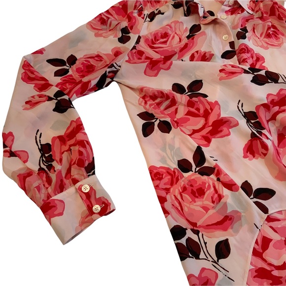 Kate Spade Live Colourfully Blouse Pink Floral Pattern Size M - Picture 5 of 8